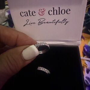 Chloe Silver and White Crystal Earrings